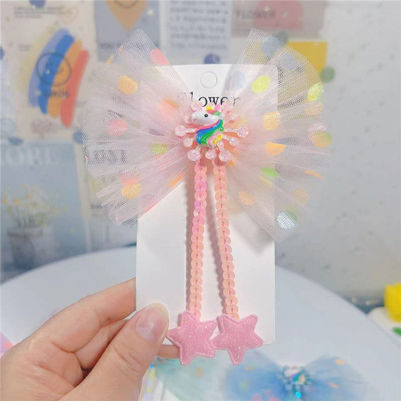 Clips de cabello de arco de brillo al por mayor para niños